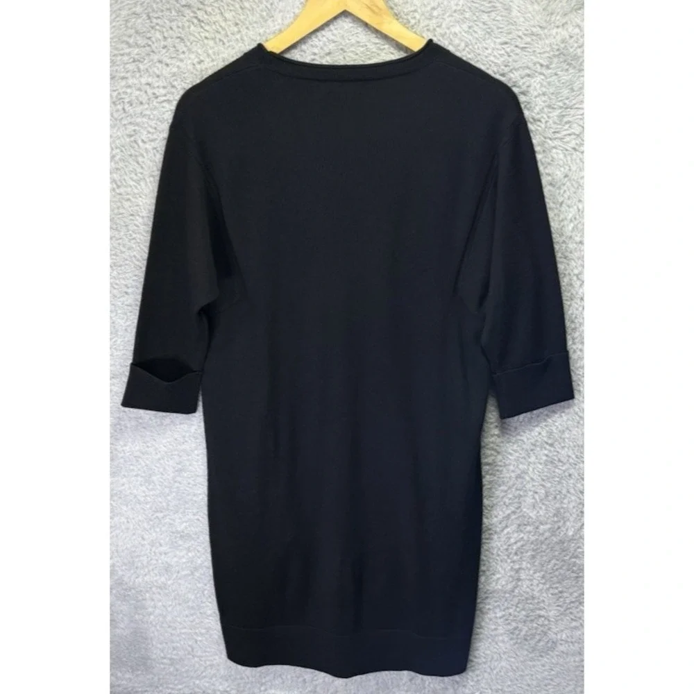 Garnet Hill Womens Dress Small Black 100% Merino Wool Midi Lagenlook Pockets - Picture 2 of 9
